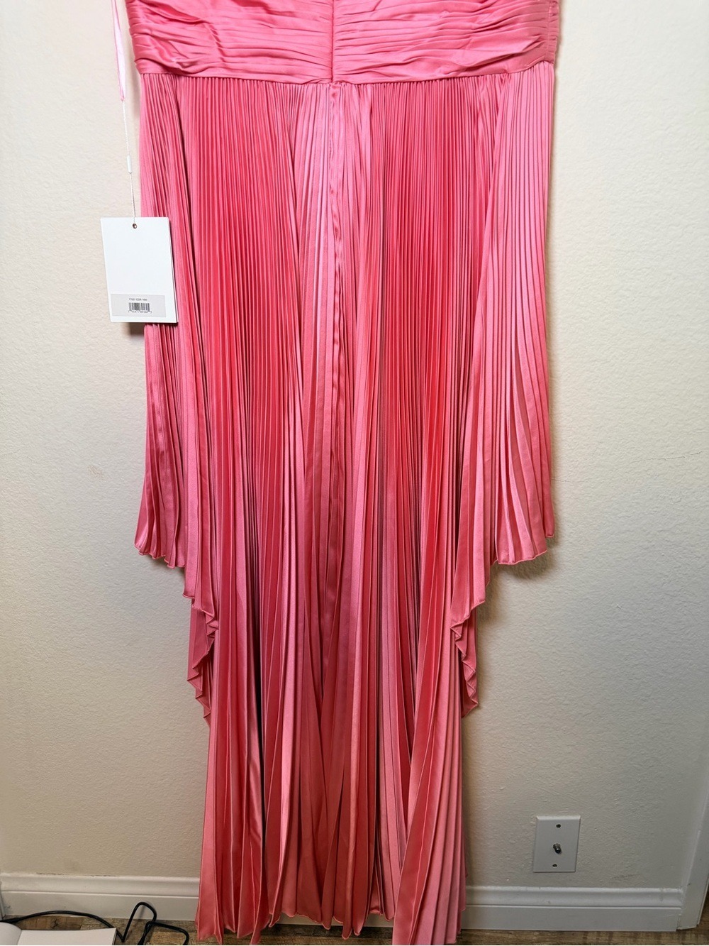 Mac Duggal Rhinestone High Low Pleated Gown Coral 16W NWT $498 77007 - Picture 4 of 12